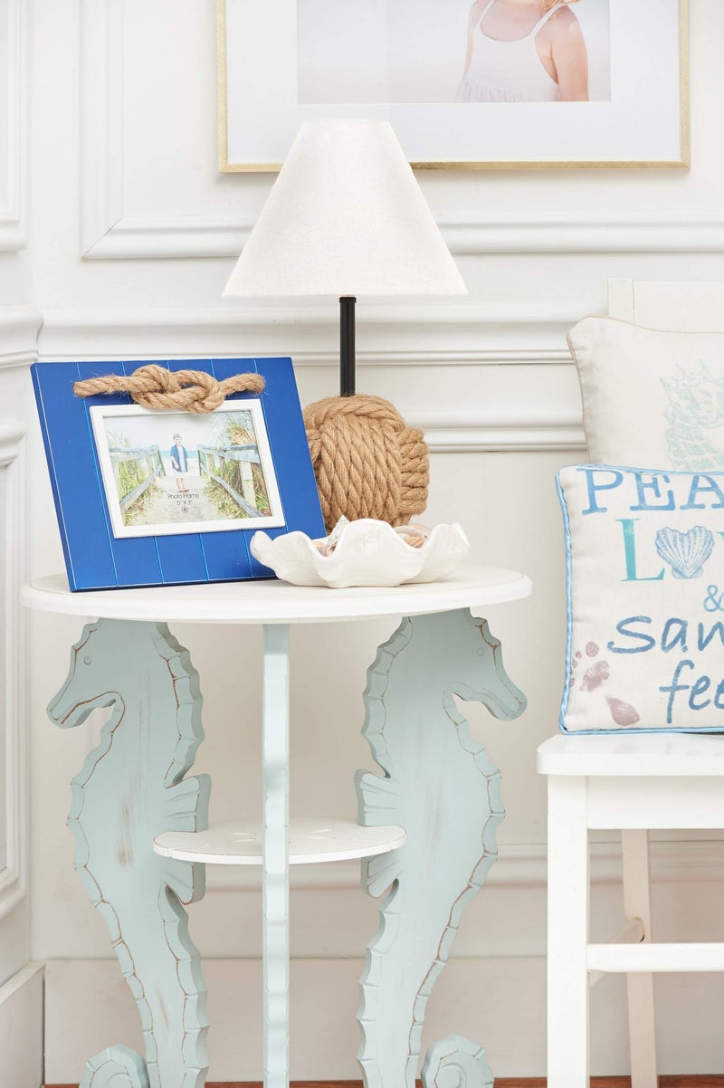 Beachcombers Navy Picture Photo Frame 5"X7" With Jute Rope Accent Wood Coastal Nautical Home Decor Decoration For Tabletop Display Wall Blue - Image 2